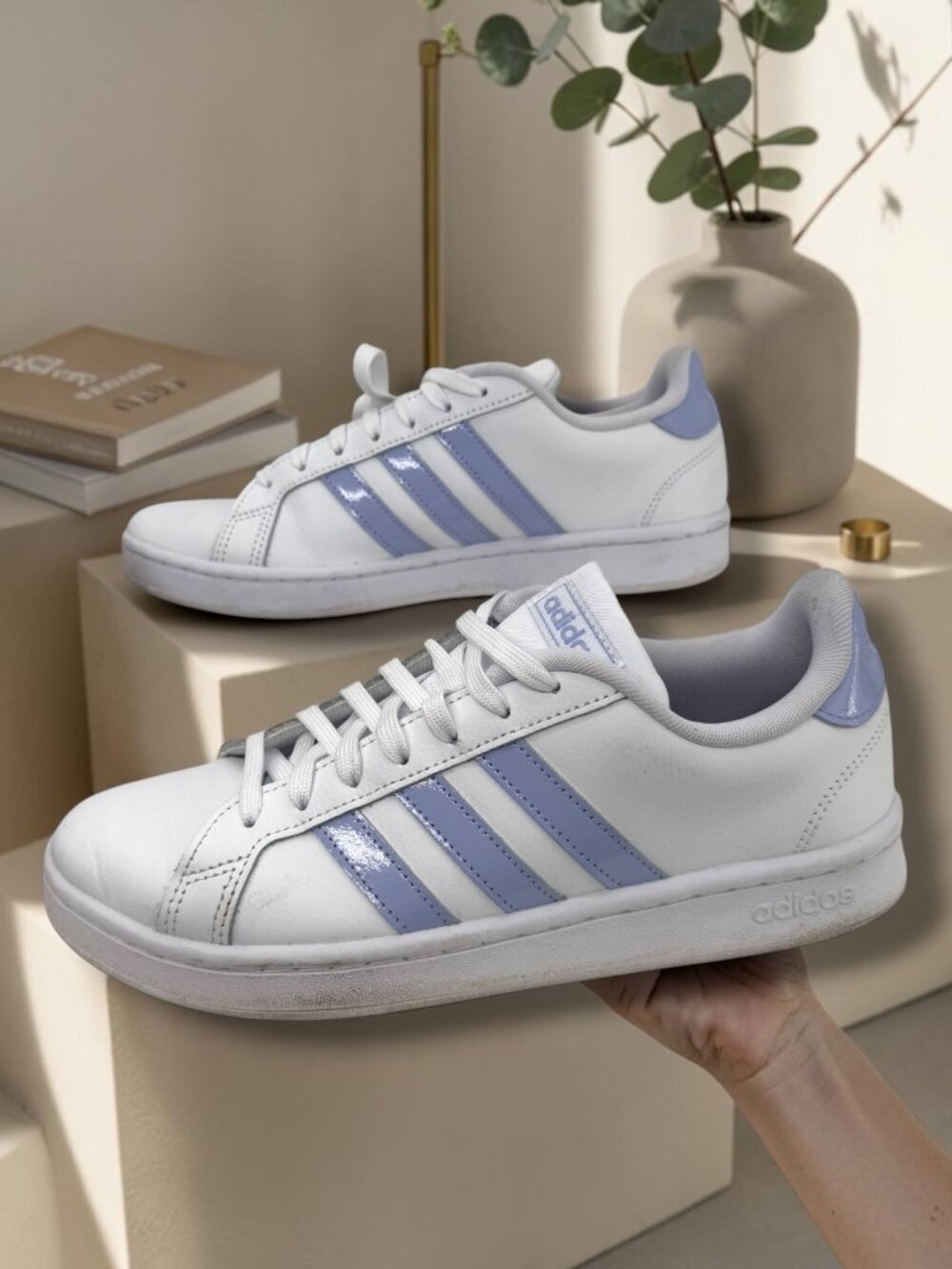 Adidas White & Purple Cloudfoam Comfort Low Top Lifestyle Sneakers 9.5 - Picture 6 of 6